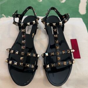Valentino Black Sandals with Silver Studs